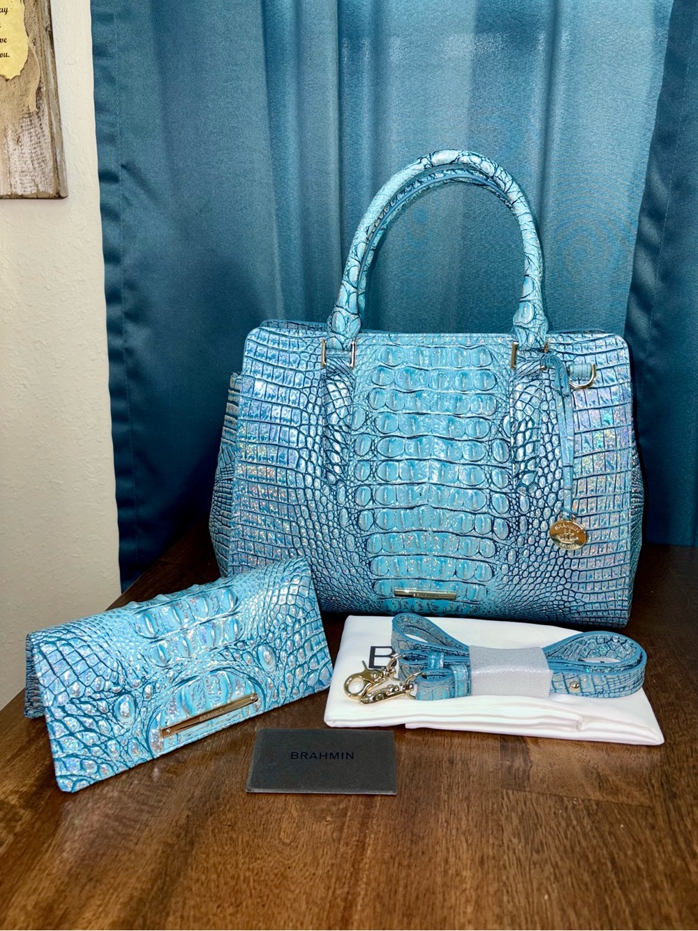 Brahmin EUC Sm Finley & Ady - Arctic Blue - Iridescent Metallic Glitz - HTF